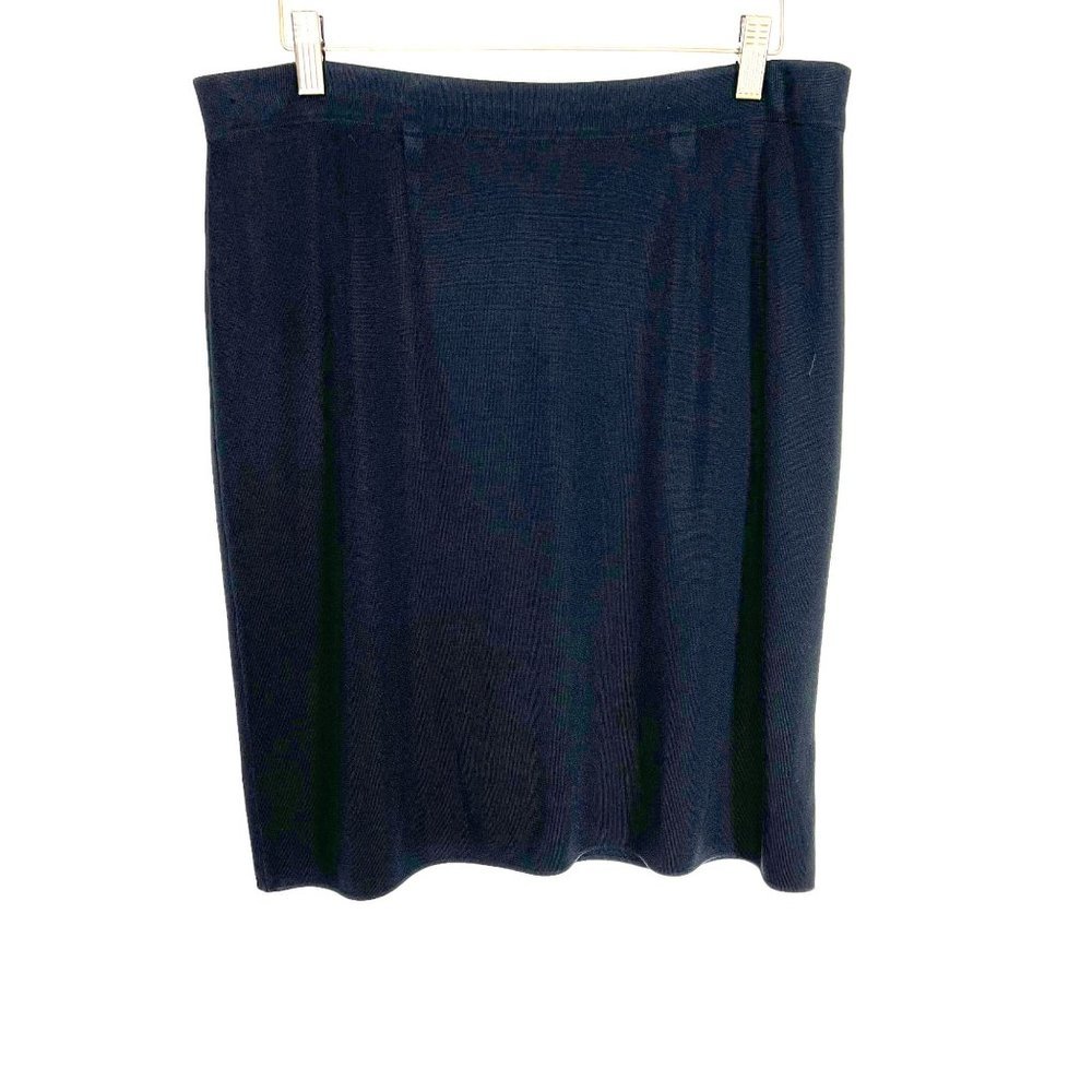 Misook Black Knit Straight Pull On Knee Length Skirt XL